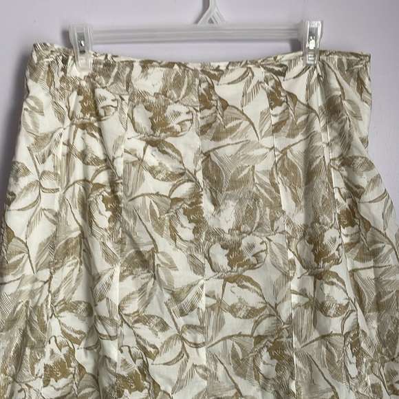 Coldwater Creek Gold Glittery Floral Foliage Ruffle Bottom MIDI Skirt size XL 18 - Picture 3 of 15